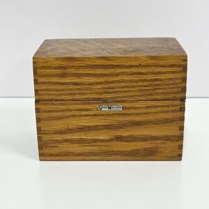 Vintage recipe card box- wooden Globe Wernicke dovetail joint file box